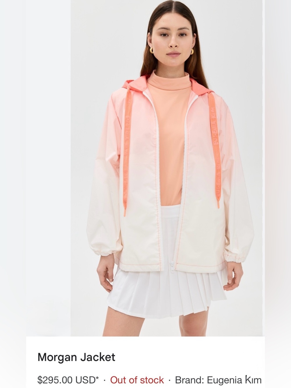 Eugenia Kim Love Morgan Ombré Courtside Jacket Peach/White Sz XS New With tags